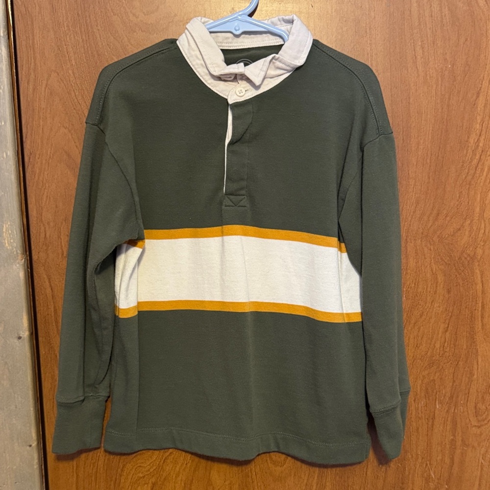 10/$10  Wonder Nation Green Long Sleeve Shirt with White and Orange Stripes